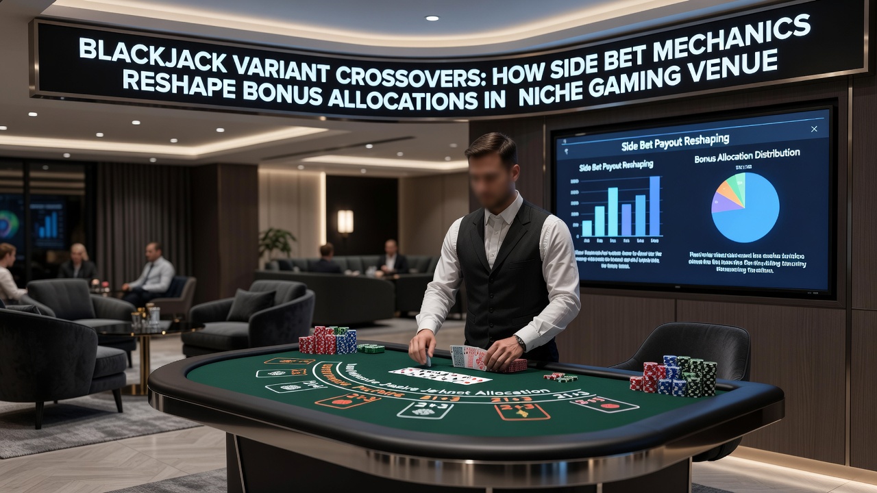 Close-up of side bet layout on a blackjack table with bonus allocation indicators
