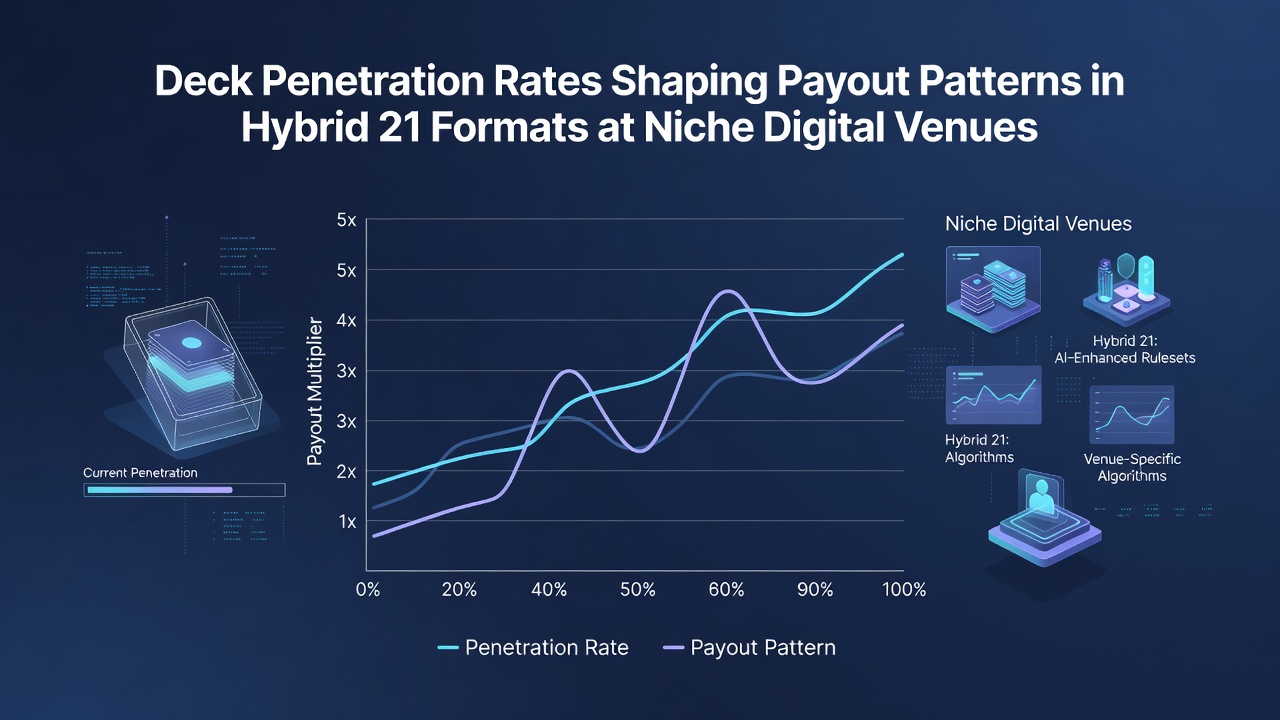 Graph showing payout pattern shifts correlated with deck penetration percentages in hybrid 21 games