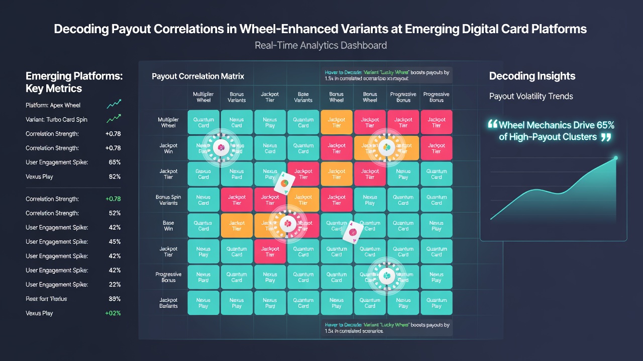 Statistical charts displaying payout correlation data from wheel-enhanced card games on digital platforms