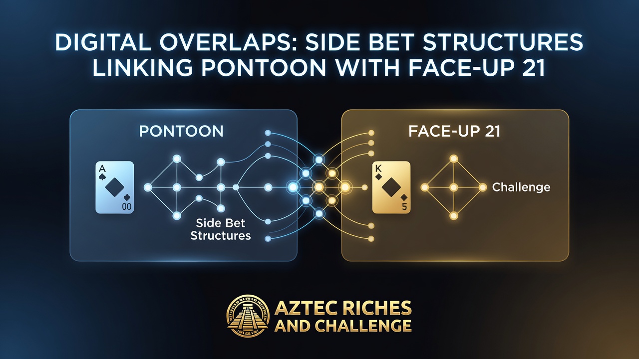 Challenge Casino interface displaying linked side bet options between Pontoon and Face-Up 21