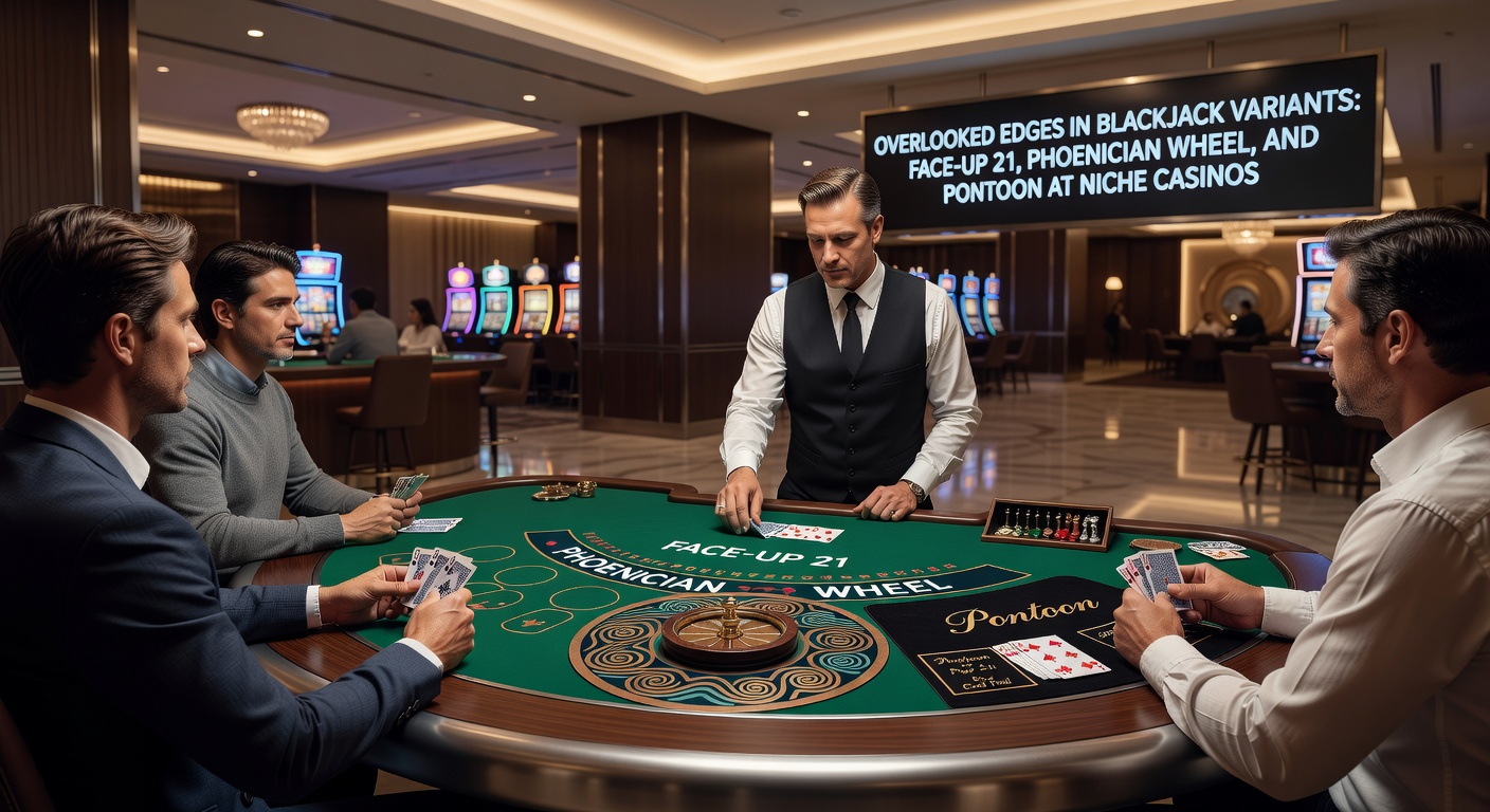 Phoenician Wheel spinning beside a Pontoon blackjack layout, highlighting bonus payouts in a niche casino interface