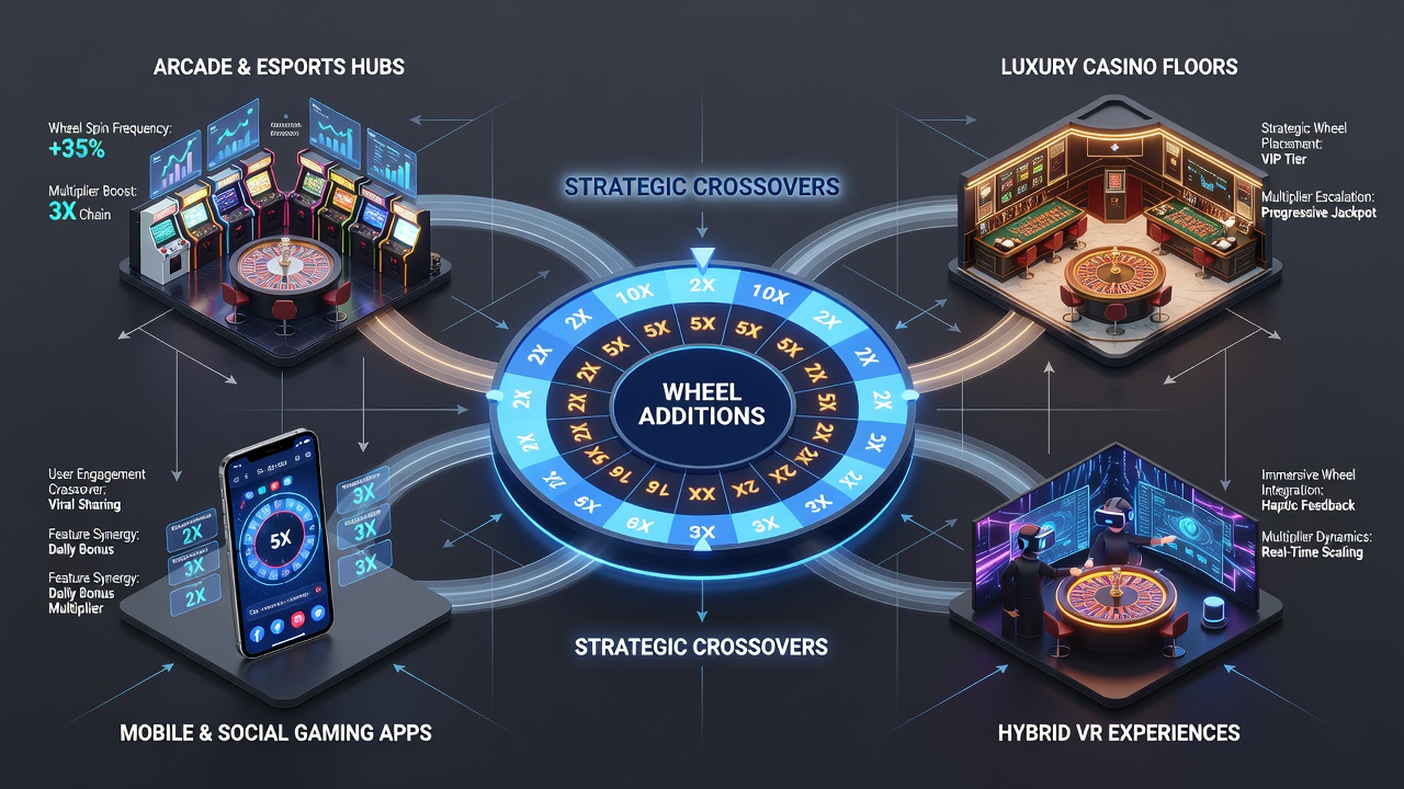Multiplier features integrated with wheel additions in gaming venues